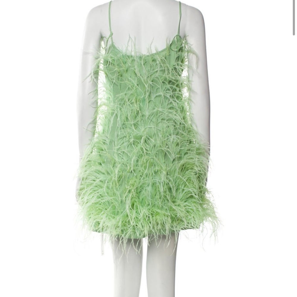 Cult Gaia Green Feathered cocktail Dress